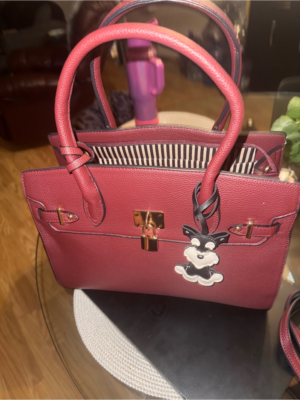 Structured Women's Tote Handbag in Burgundy